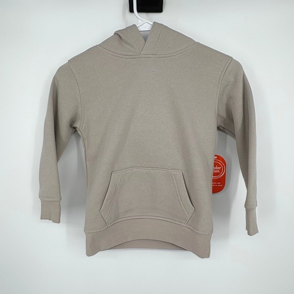 Wonder Nation Fleece Hoodie Kids XS 4-5 Athena Brown Pullover Kangaroo Pocket